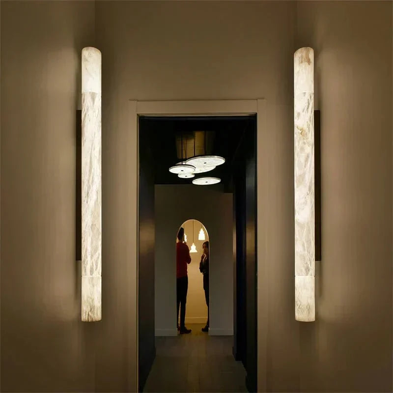 Venus Modern Linear Alabaster Wall Sconce 3'' 4.7'' - 3'' W x 22'' HBrass - VChandelier