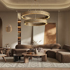 Vouvray Brass Two-Tier Round Chandelier in Living Room