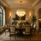 Tronchy Brass Round Chandelier in Dining Room