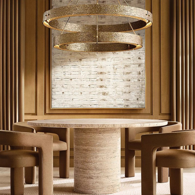 Vouvray Brass Two-Tier Chandelier in Dining Room