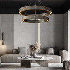 Vouvray Bronze Two-Tier Round Chandelier in Living Room