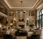 Vilary round chandelier in Brass finish for living room