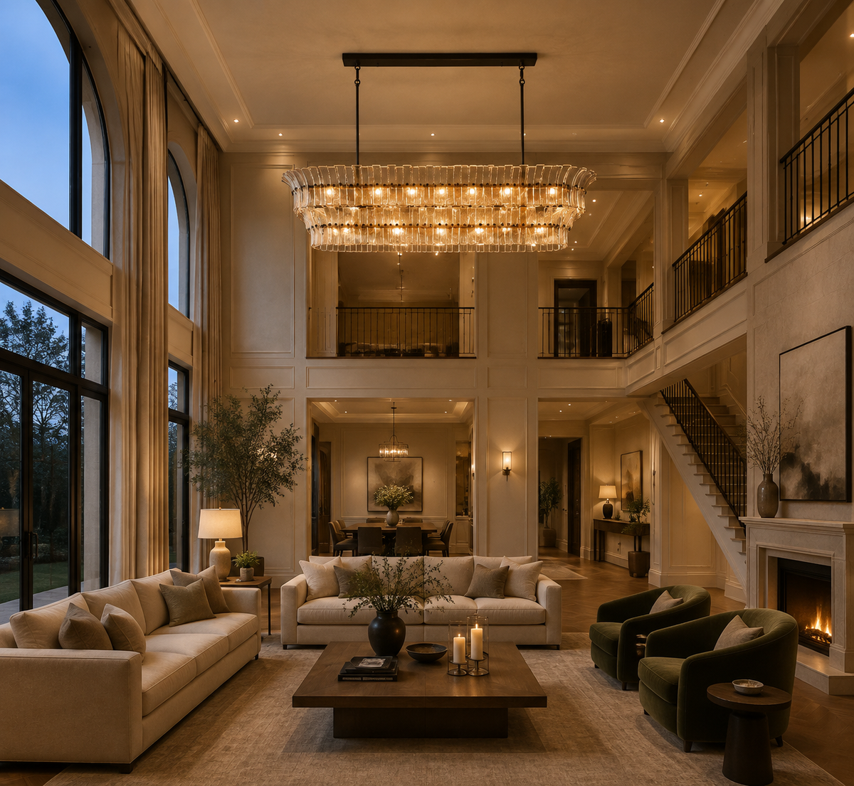Romanion Glass Linear Chandelier