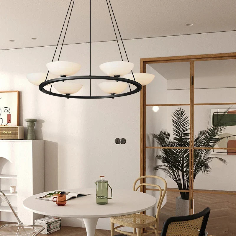 Vernat Bronze Round Chandelier in Living Room
