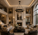 Vilary round chandelier in Bronze finish for living room