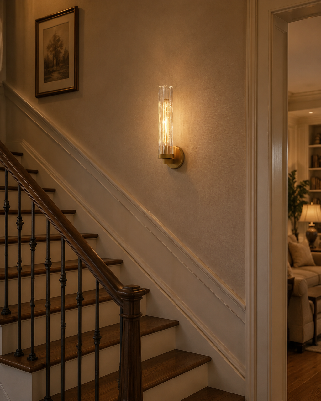 Tronchi Clear Glass Wall Sconce in Hallway