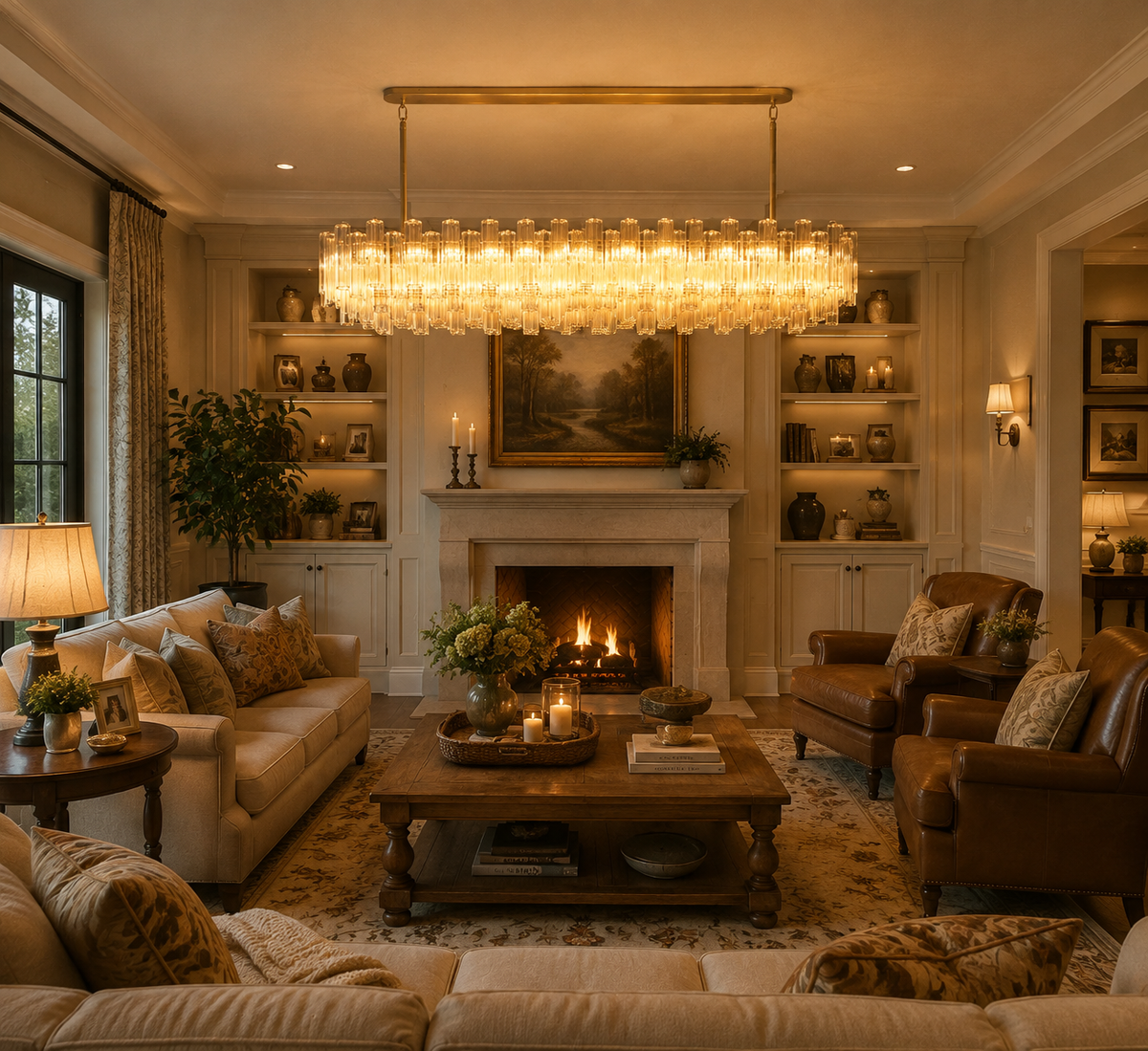 Tronchi Clear Glass Linear Chandelier