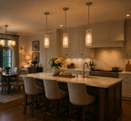 Tronchi Smoke Glass Pendant in Dining Room