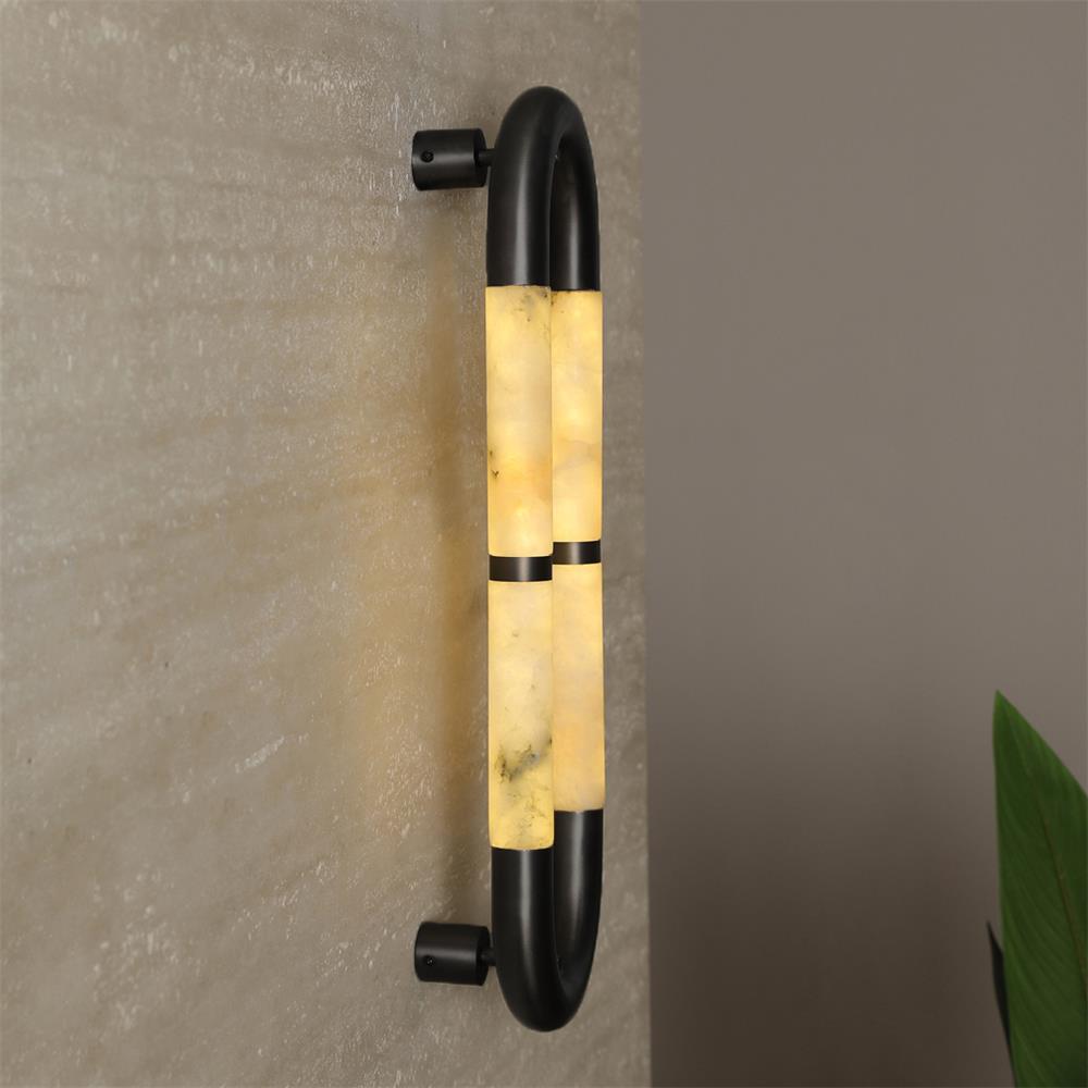Alabaster Banded KoKo Sconce - L 15cm x W 8cm x H 54cm / L 5.9″ x W 3.1″ x H 21.3″Black & WhiteVChandelier