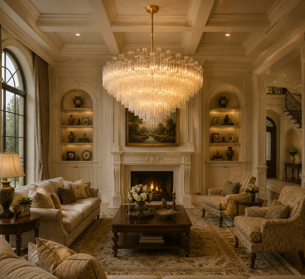 Tronchy Bronze Round Chandelier in Living Room