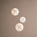 Casen Modern Round Chandelier - Hand-Blown Crackle Glass & Satin Brass LED Pendant Light - 3-Light 20''Crackle - VChandelier