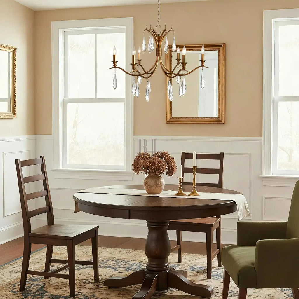 Celine Chandelier 36" 59" for Living Room - clear finish, modern home lighting