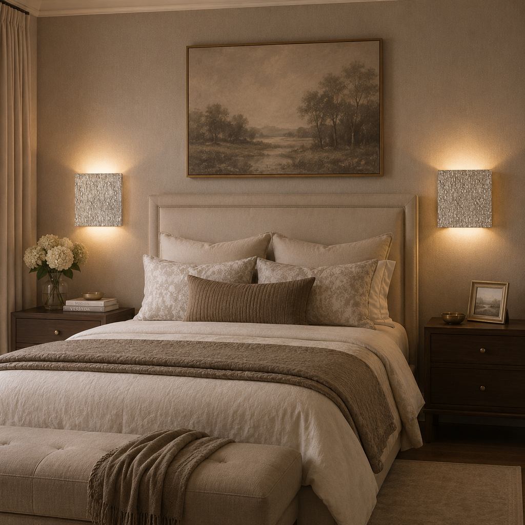 Vilary square wall sconce in bedroom