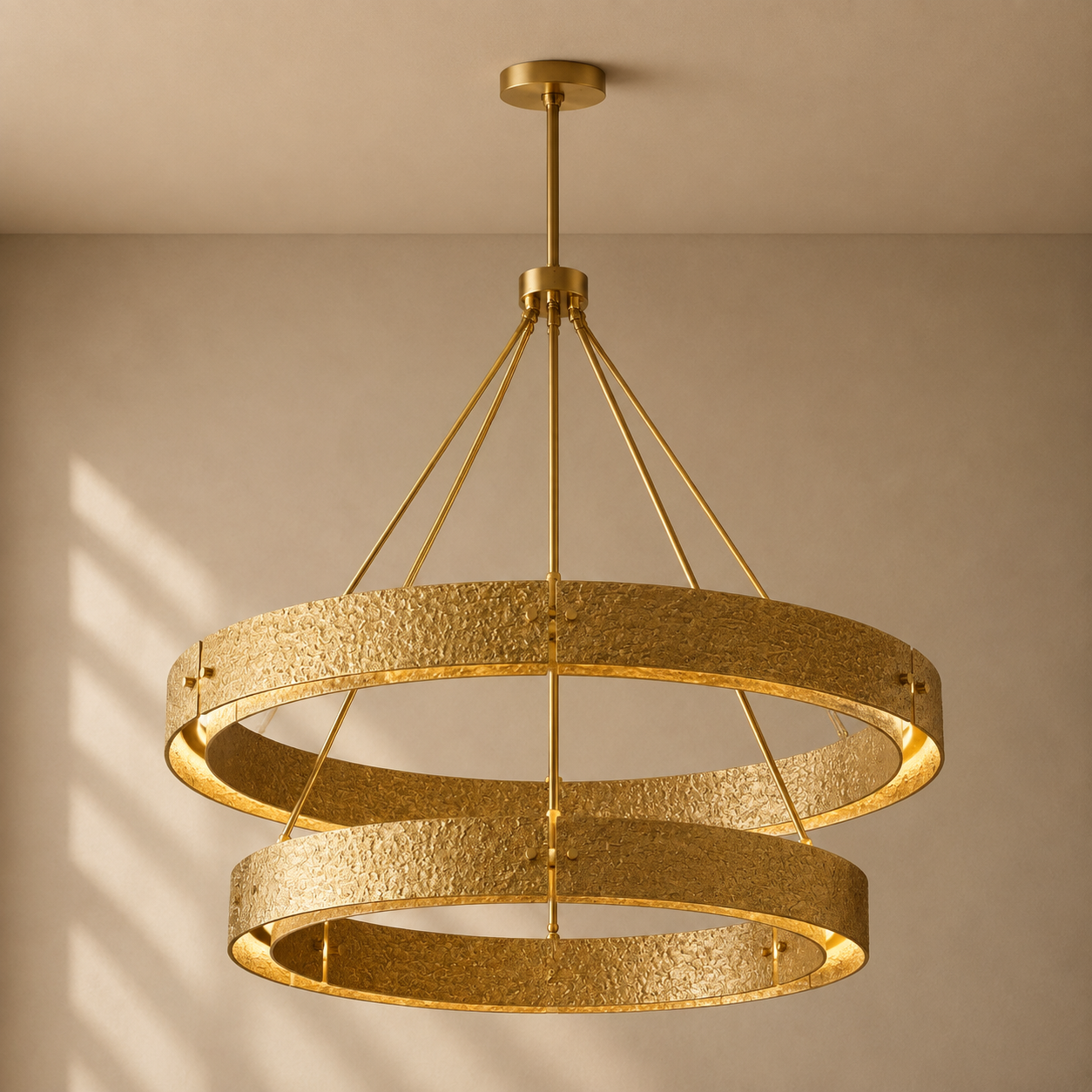 Vouvray Two-Tier Round Chandelier in Brass - VChandelier