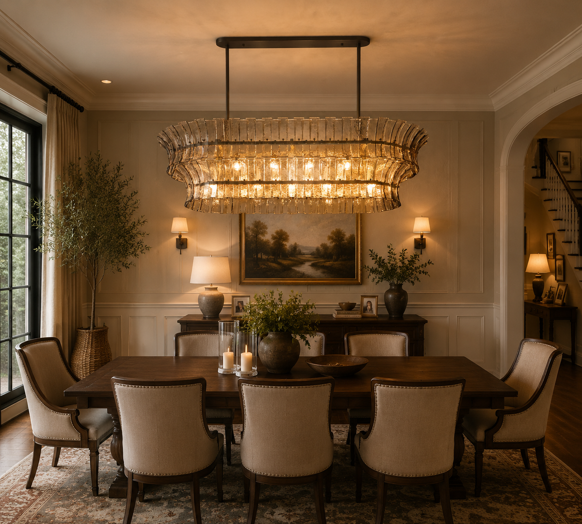 Romanion Glass Linear Chandelier