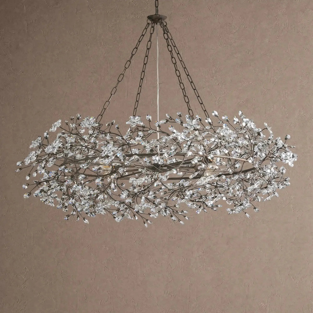 Fiore Crown Crystal Branch Chandelier 39" 48" 60“ - Brass/Amber60"VChandelier