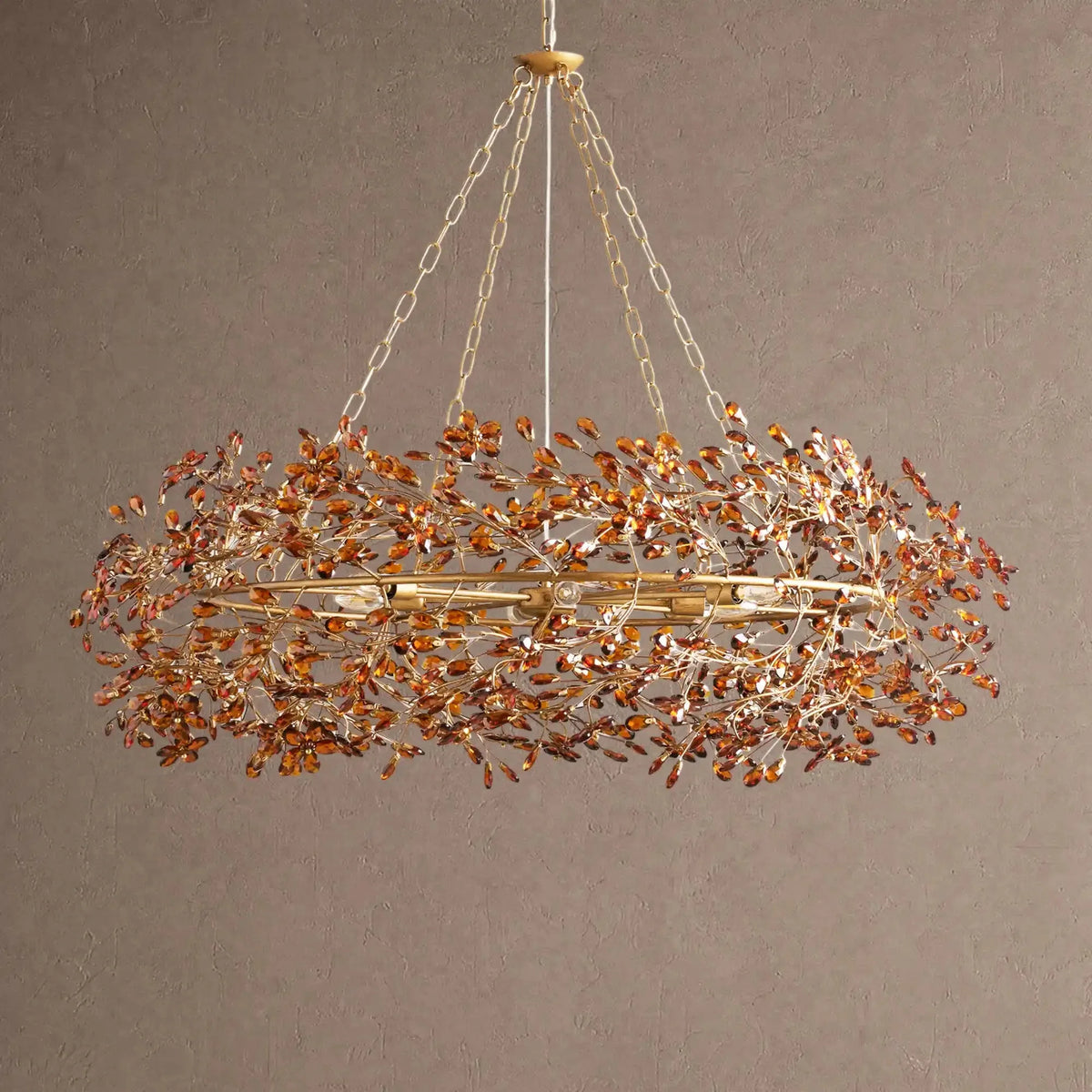 Fiore Crown Crystal Branch Chandelier 39" 48" 60“ - Gold60"VChandelier