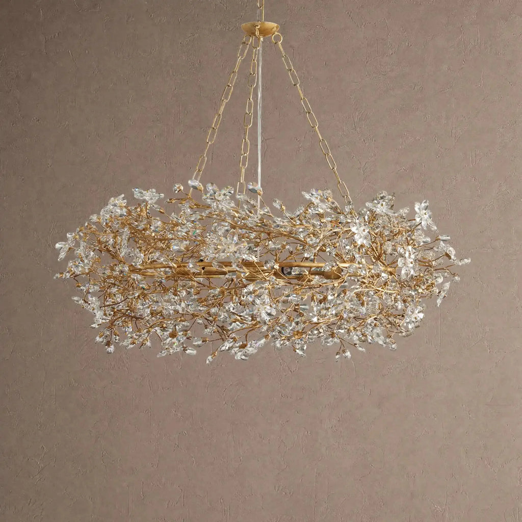Fiore Crown Crystal Branch Chandelier 39" 48" 60“ - Gold39"VChandelier