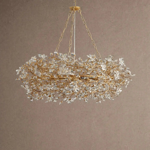 Fiore Crown Crystal Branch Chandelier 39" 48" 60“ - Gold39"VChandelier