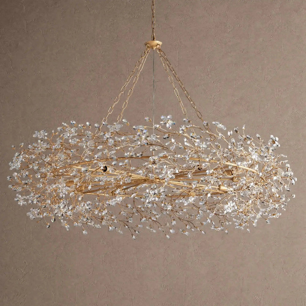 Fiore Crown Crystal Branch Chandelier 39" 48" 60“ - Gold60"VChandelier