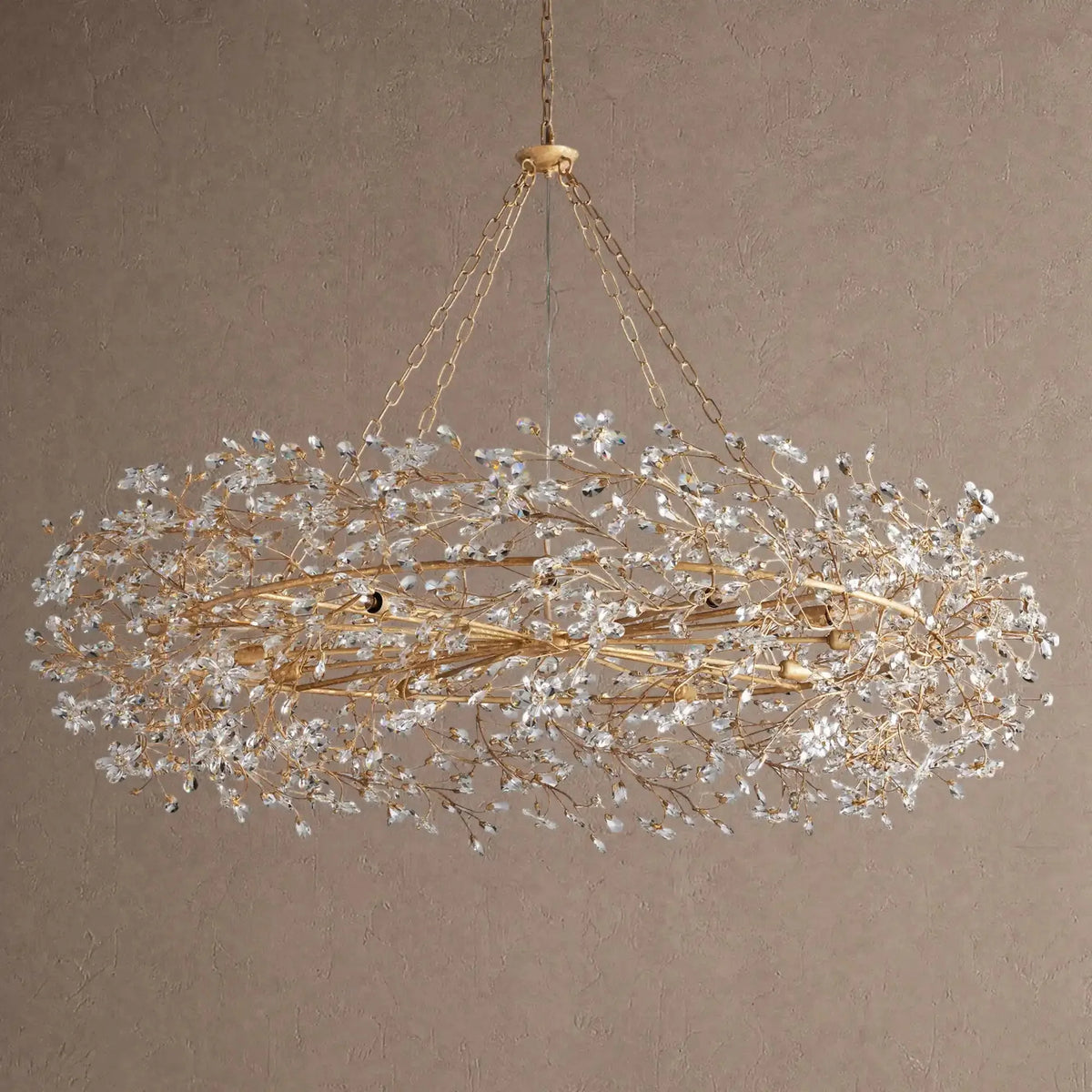 Fiore Crown Crystal Branch Chandelier 39" 48" 60“ - Gold60"VChandelier