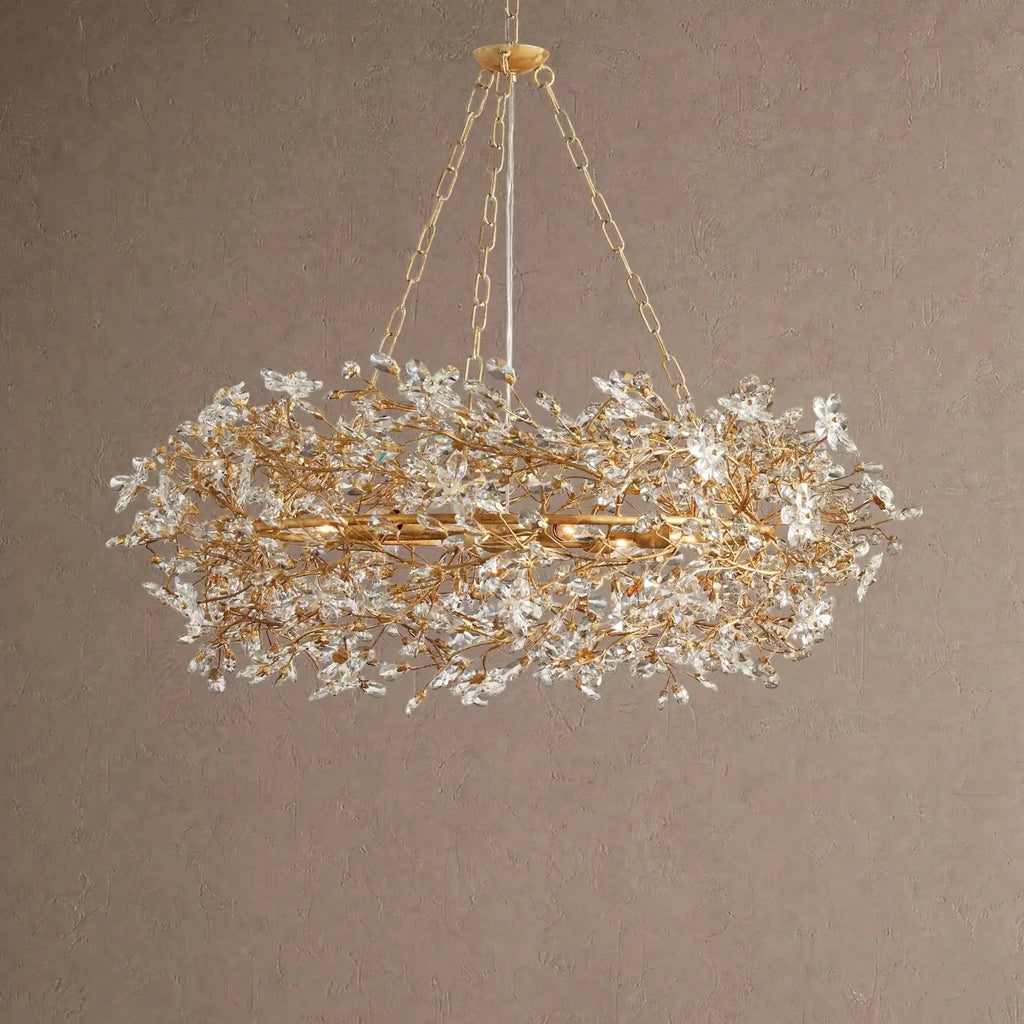Fiore Crown Crystal Branch Chandelier 39" 48" 60“ - Gold39"VChandelier