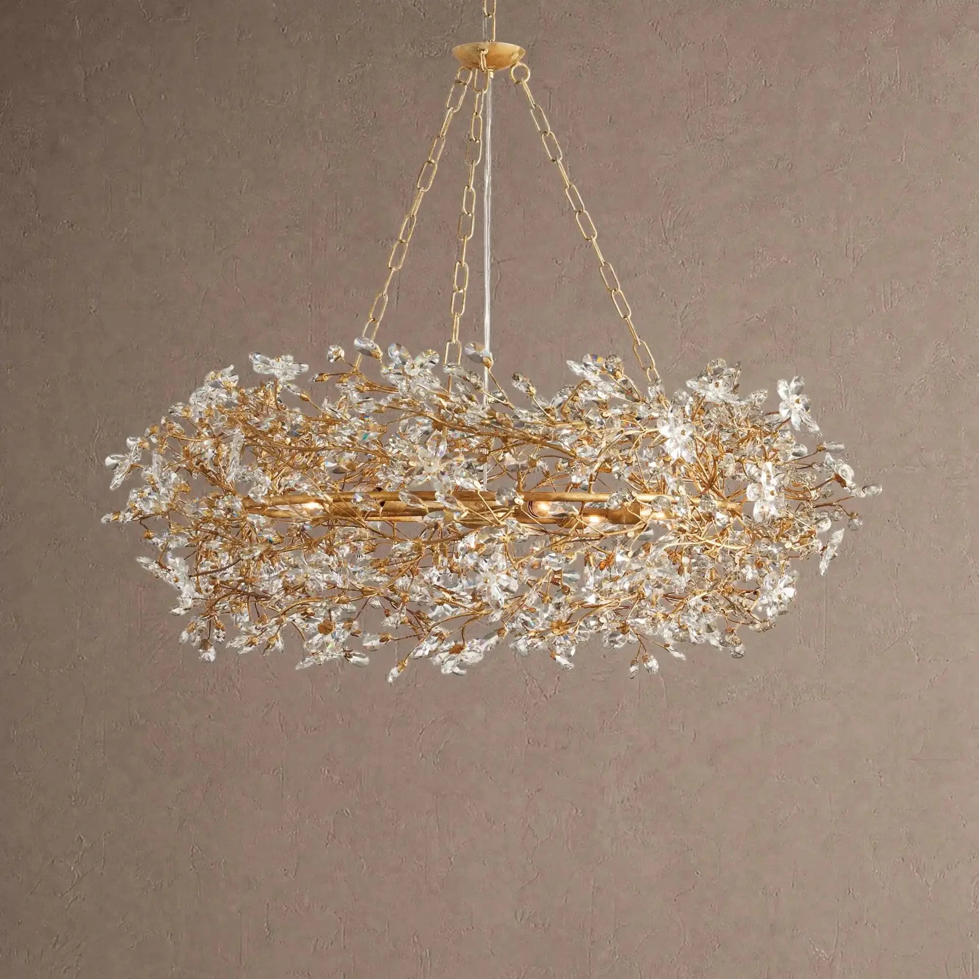 Fiore Crown Crystal Branch Chandelier 39" 48" 60“ - Gold39"VChandelier