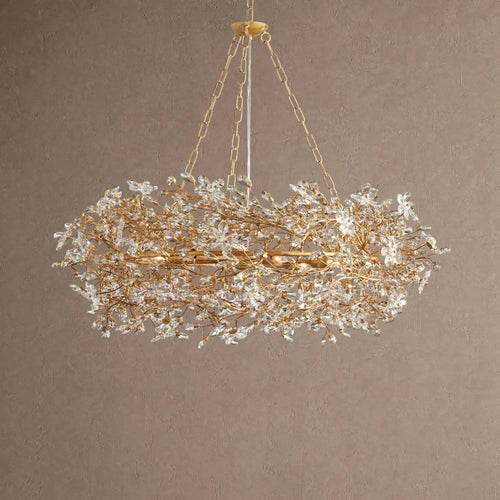 Fiore Crown Crystal Branch Chandelier 39" 48" 60“ - Gold39"VChandelier
