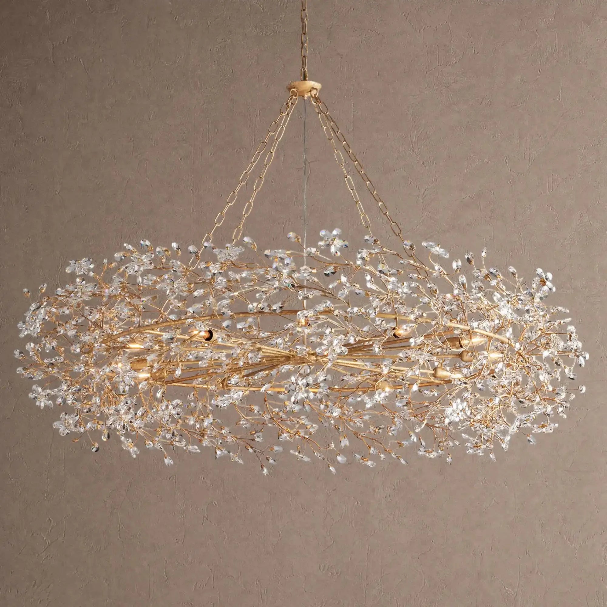Fiore Crown Crystal Branch Chandelier 39" 48" 60“ - Gold60"VChandelier