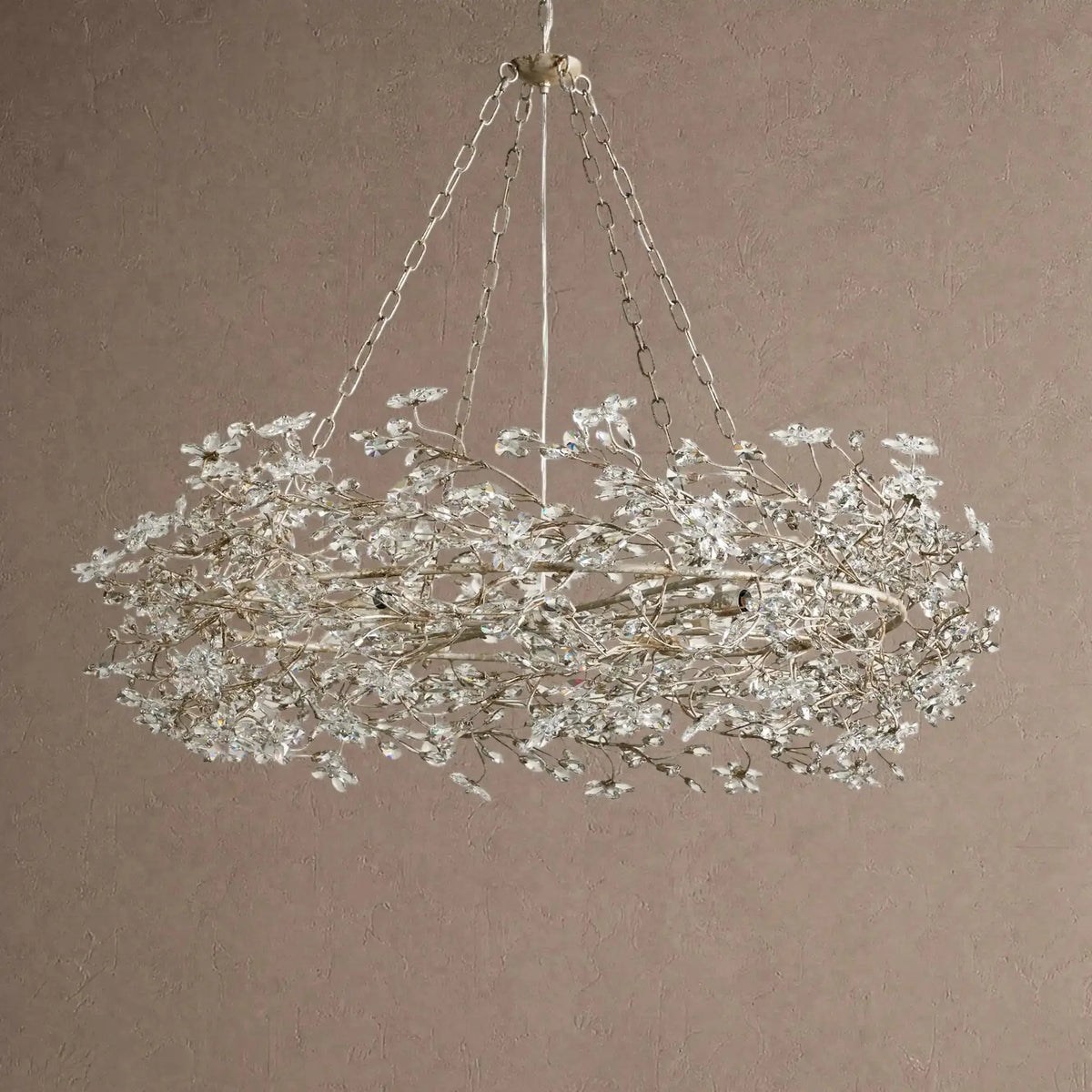 Fiore Crown Crystal Branch Chandelier 39" 48" 60“ - Silver39"VChandelier