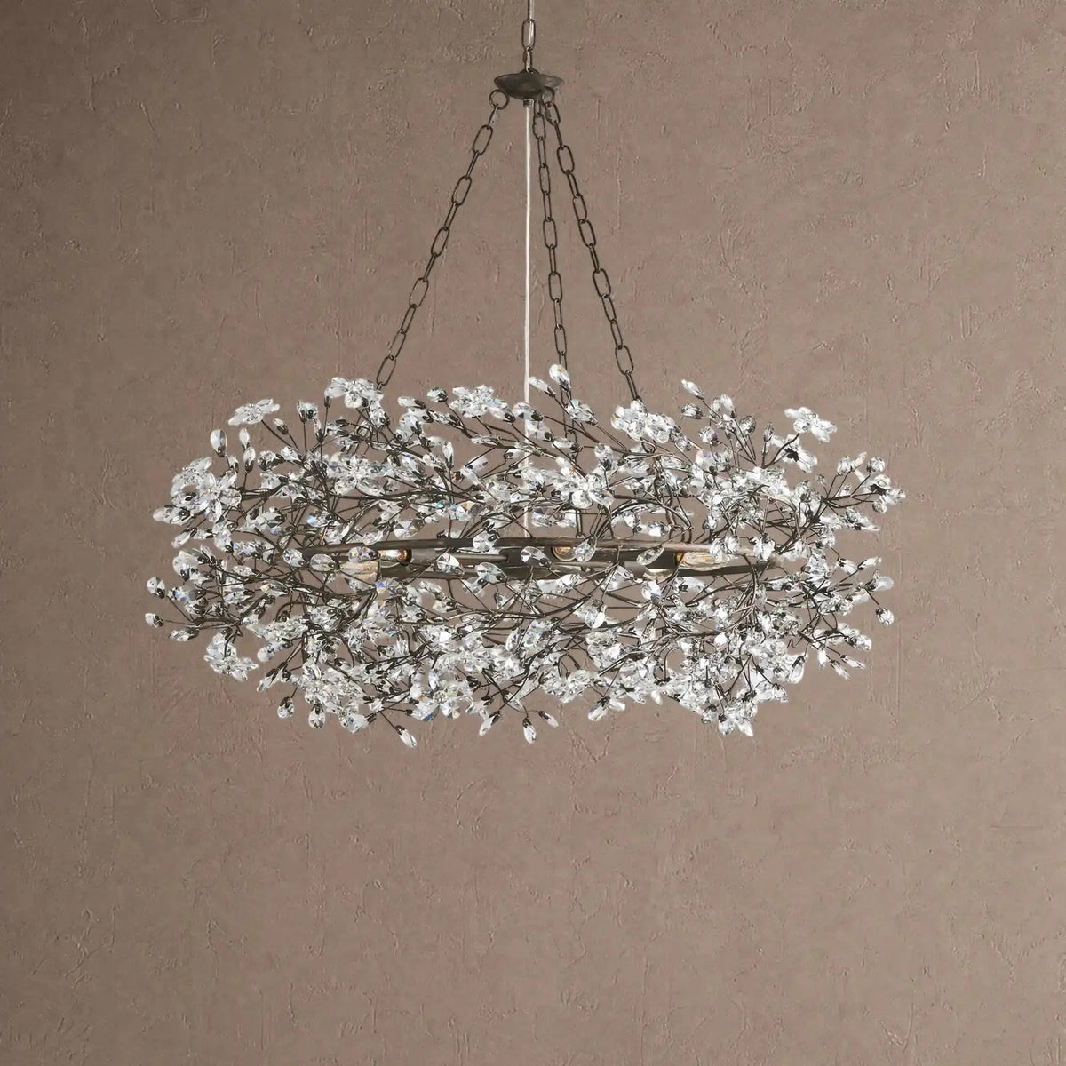 Fiore Crown Crystal Branch Chandelier 39" 48" 60“ - Gold39"VChandelier
