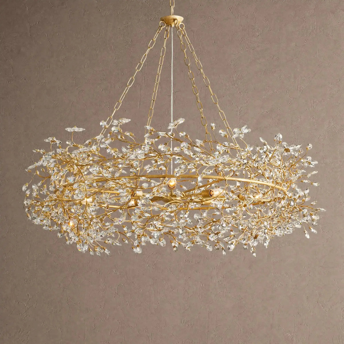 Fiore Crown Crystal Branch Chandelier 39" 48" 60“ - Gold48"VChandelier