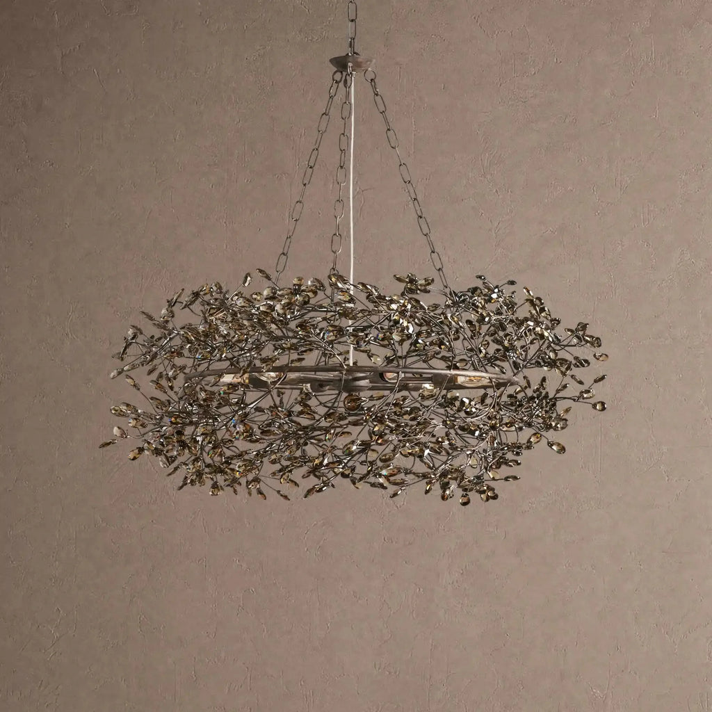 Fiore Crown Crystal Branch Chandelier 39" 48" 60“ - Black/Smoke48"VChandelier