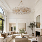 Fiore Crown Crystal Branch Chandelier 39" 48" 60“ - Brass/Amber60"VChandelier