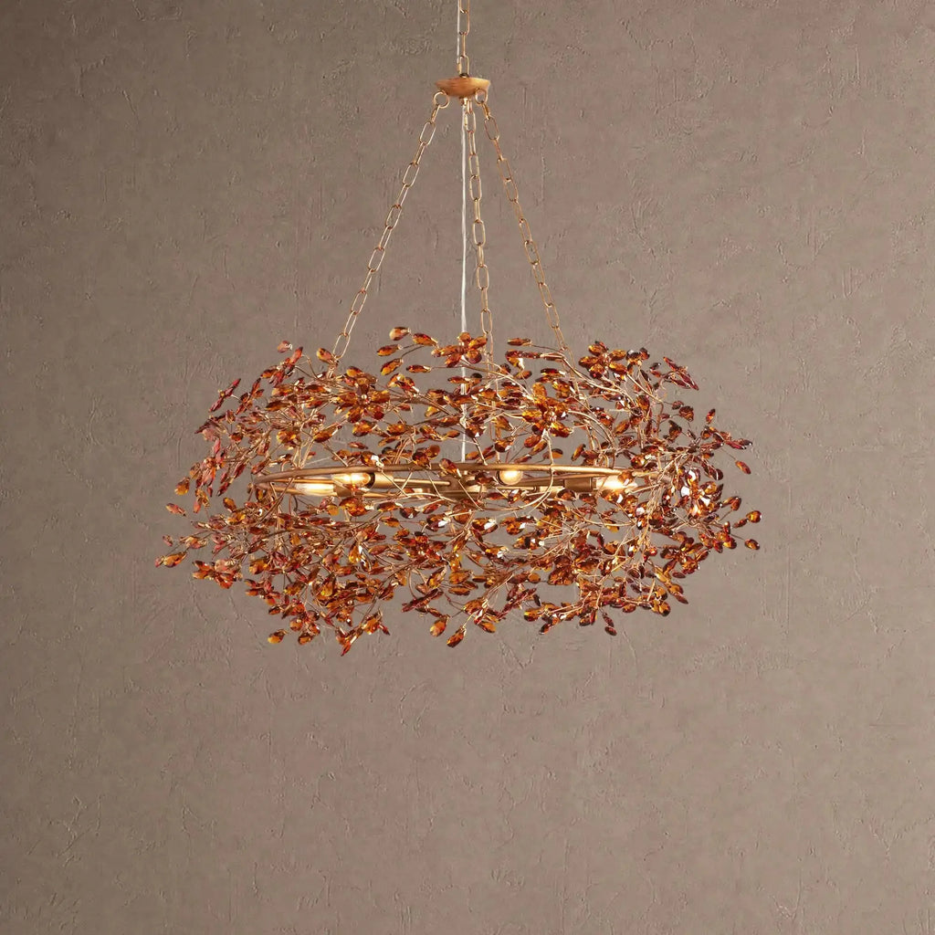 Fiore Crown Crystal Branch Chandelier 39" 48" 60“ - Brass/Amber39"VChandelier