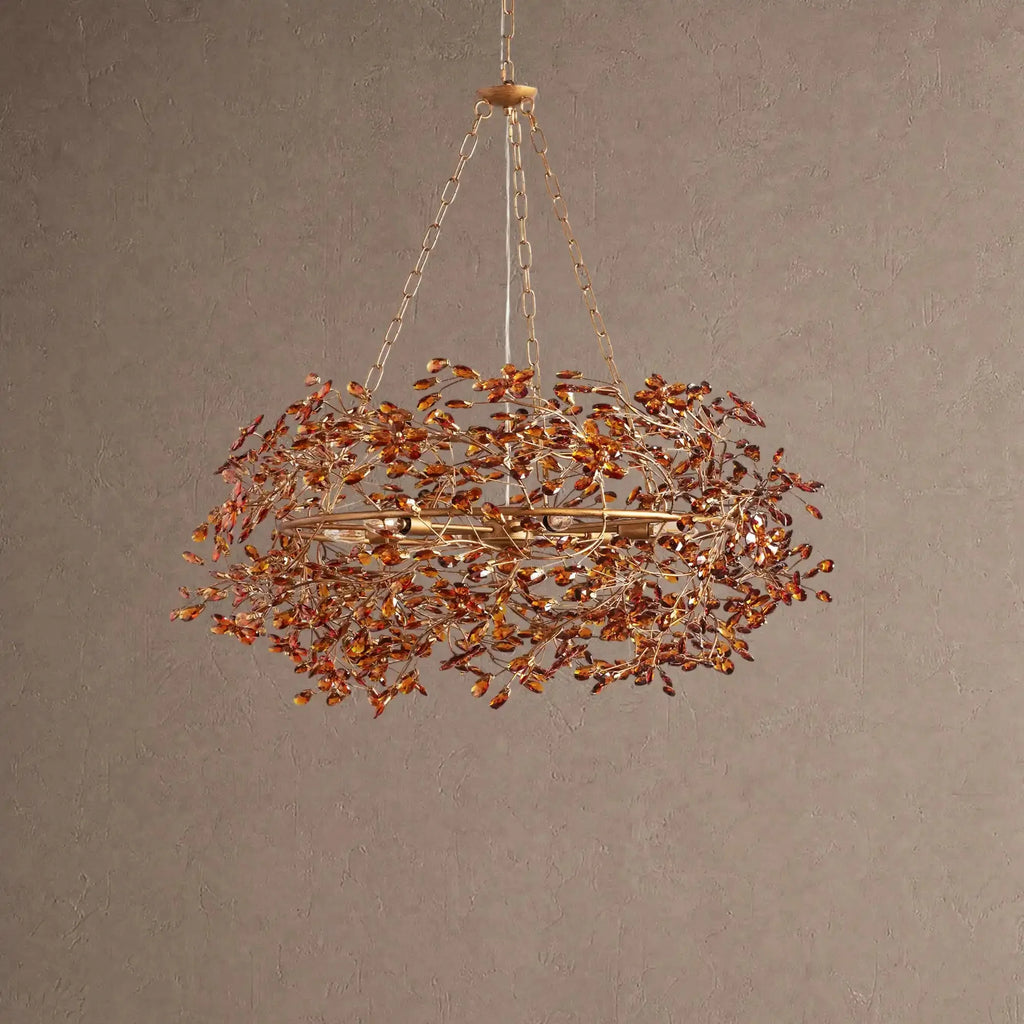 Fiore Crown Crystal Branch Chandelier 39" 48" 60“ - Brass/Amber39"VChandelier