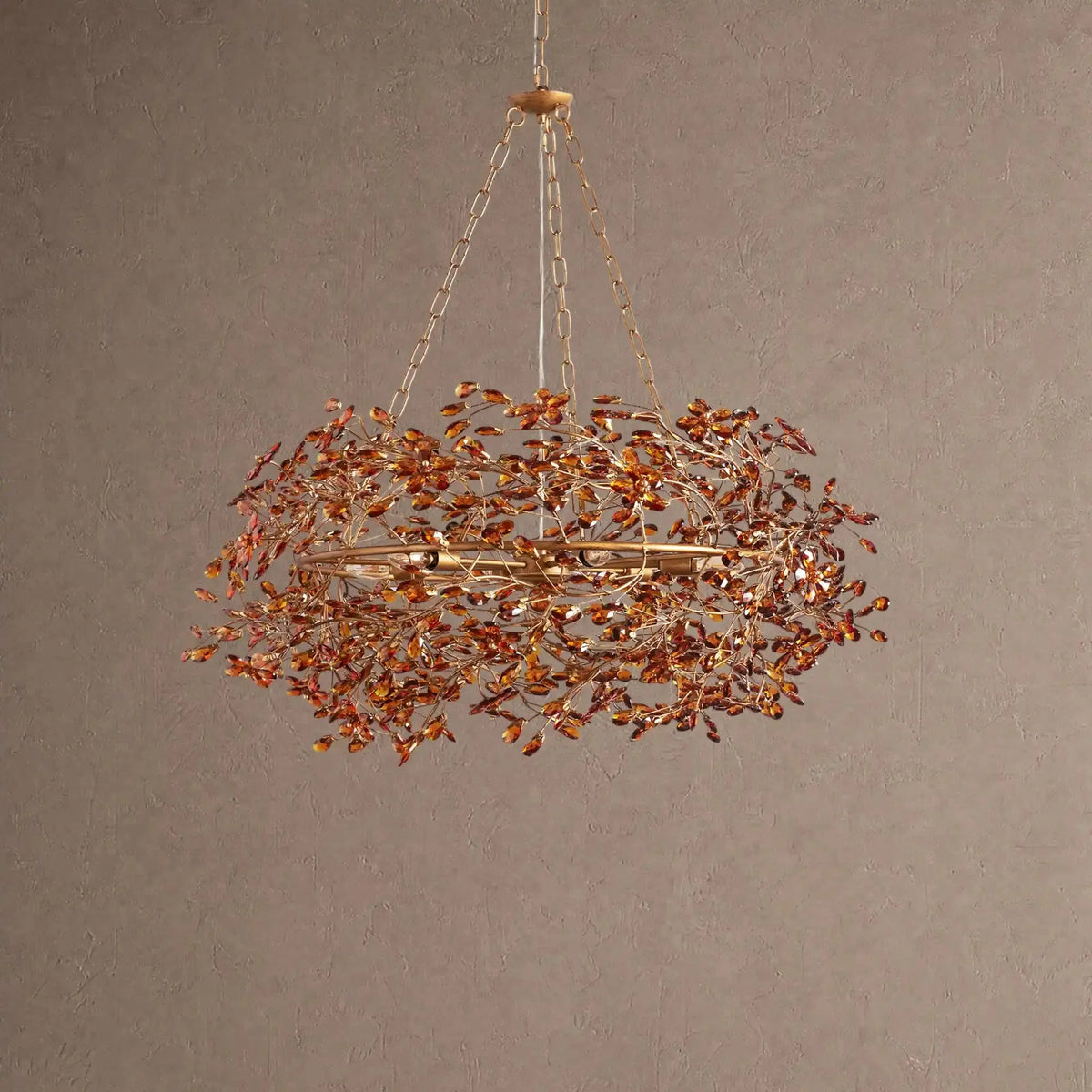 Fiore Crown Crystal Branch Chandelier 39" 48" 60“ - Brass/Amber39"VChandelier