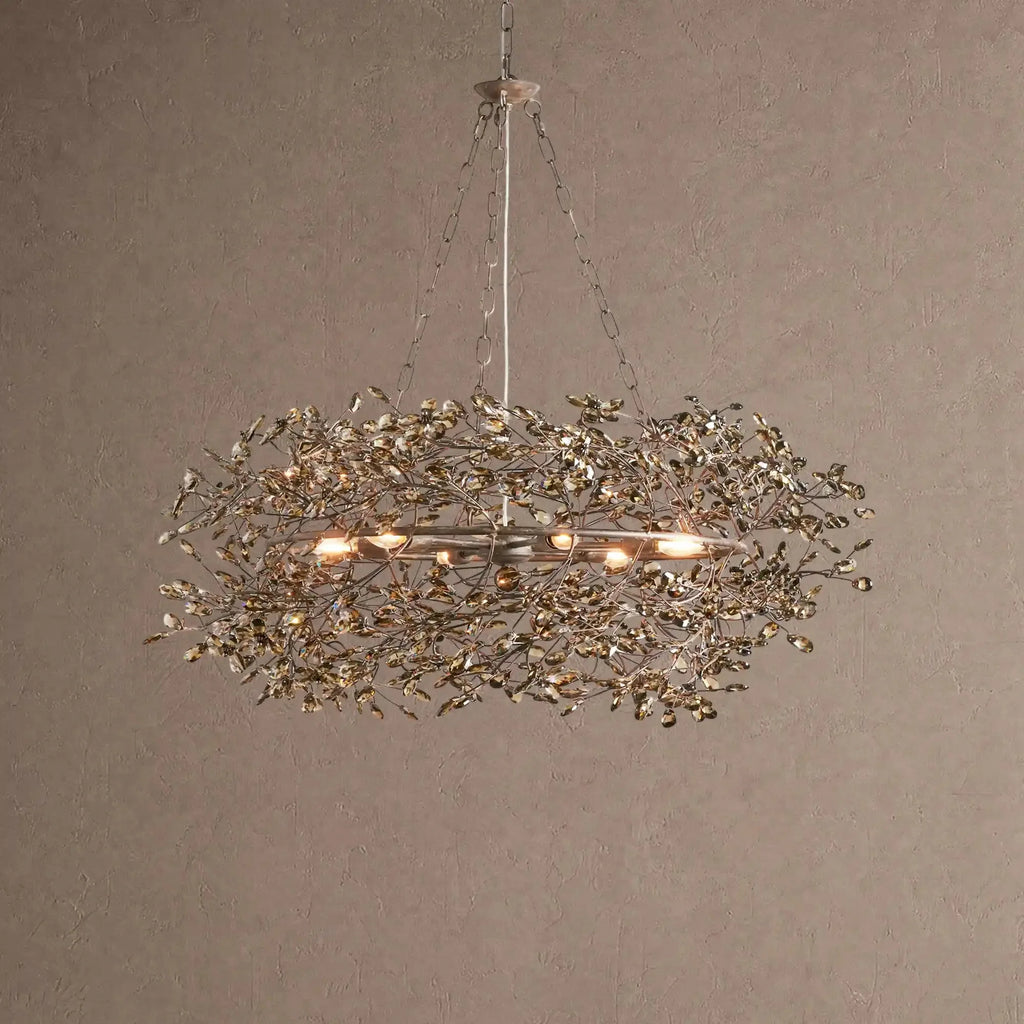 Fiore Crown Crystal Branch Chandelier 39" 48" 60“ - Black/Smoke39"VChandelier