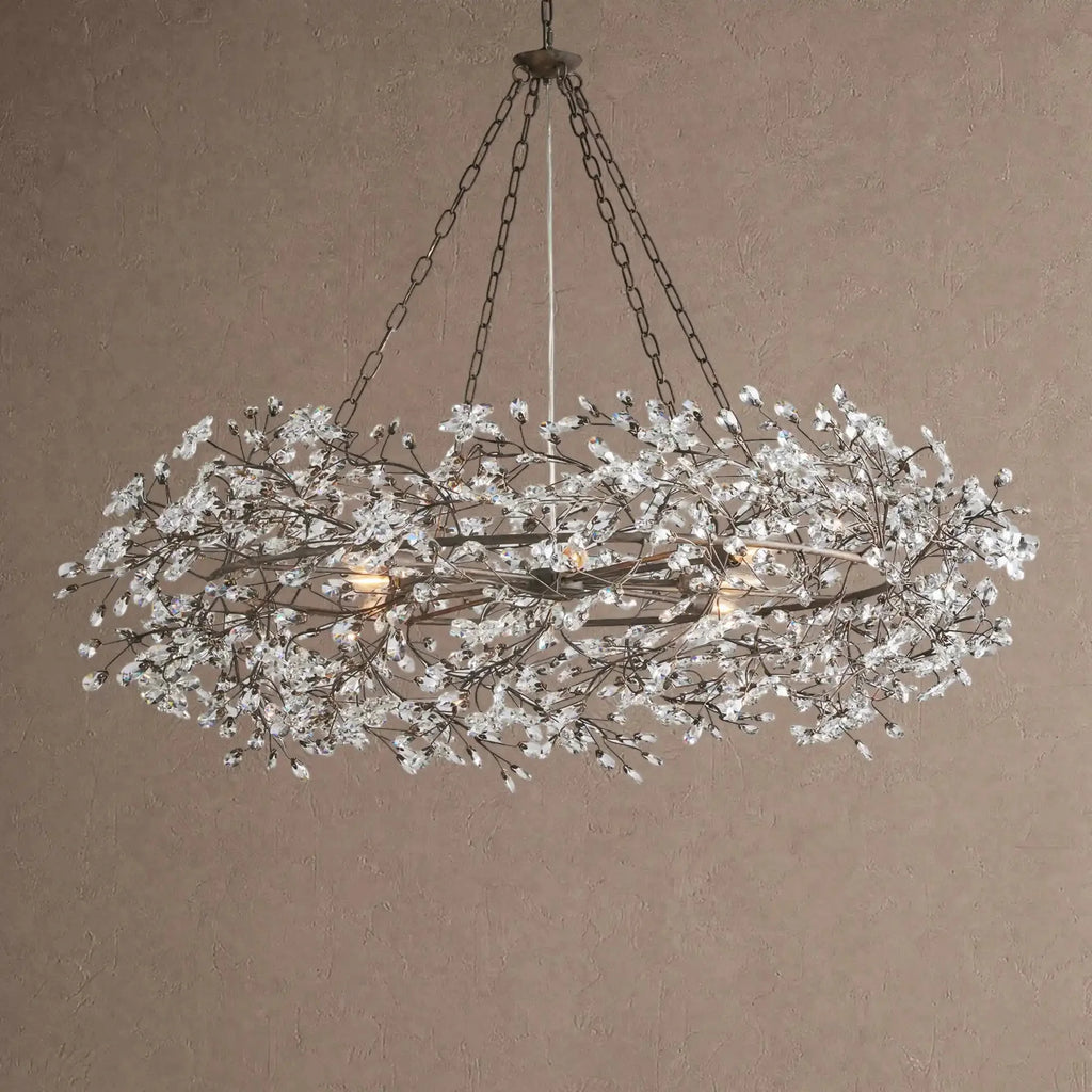 Fiore Crown Crystal Branch Chandelier 39" 48" 60“ - Black48"VChandelier