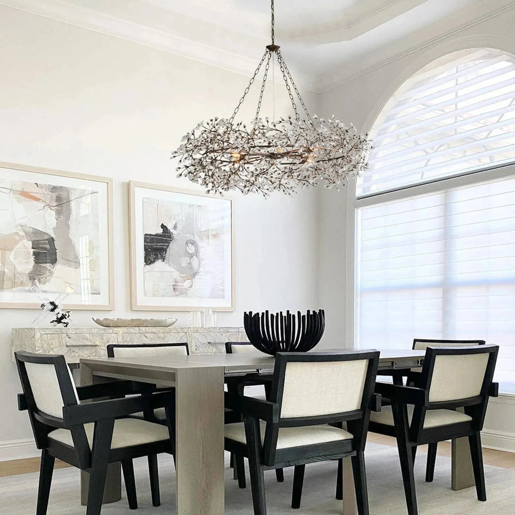 Fiore Crown Crystal Branch Chandelier in crystal - dining room lighting