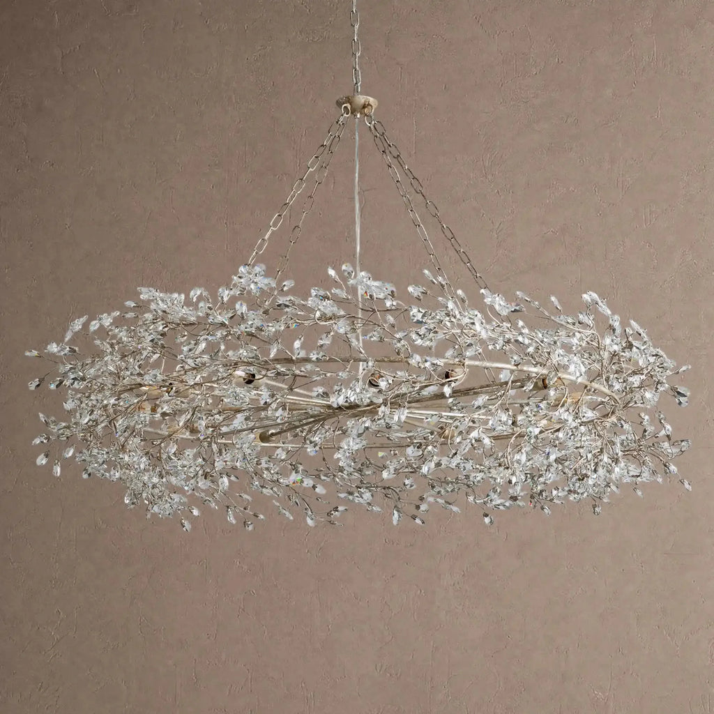 Fiore Crown Crystal Branch Chandelier 39" 48" 60“ - Brass/Amber60"VChandelier