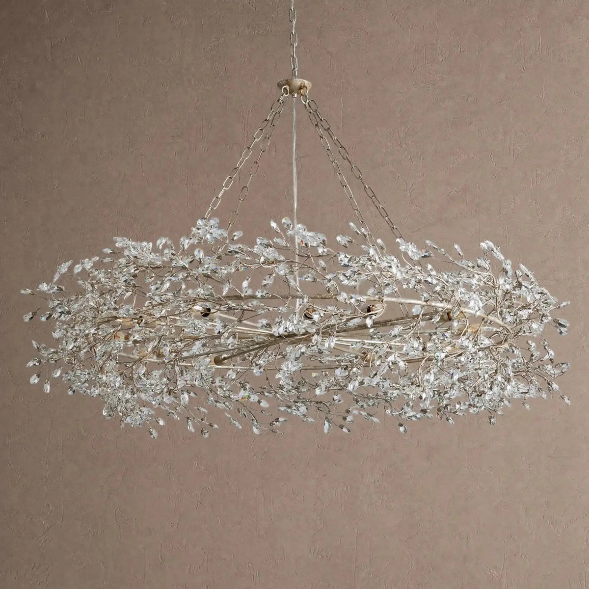 Fiore Crown Crystal Branch Chandelier 39" 48" 60“ - Brass/Amber60"VChandelier
