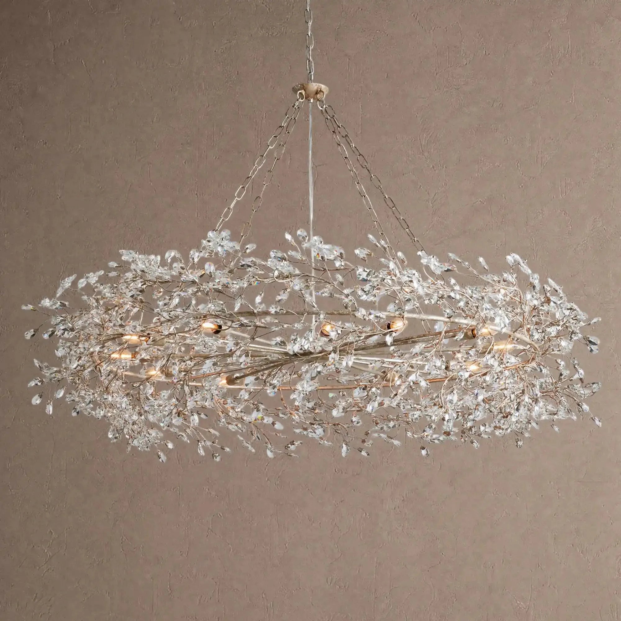 Fiore Crown Crystal Branch Chandelier 39" 48" 60“ - Silver60"VChandelier