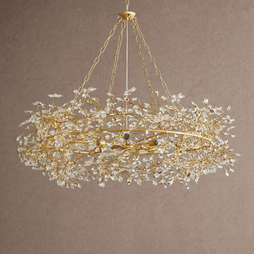 Fiore Crown Crystal Branch Chandelier 39" 48" 60“ - Black/Smoke48"VChandelier