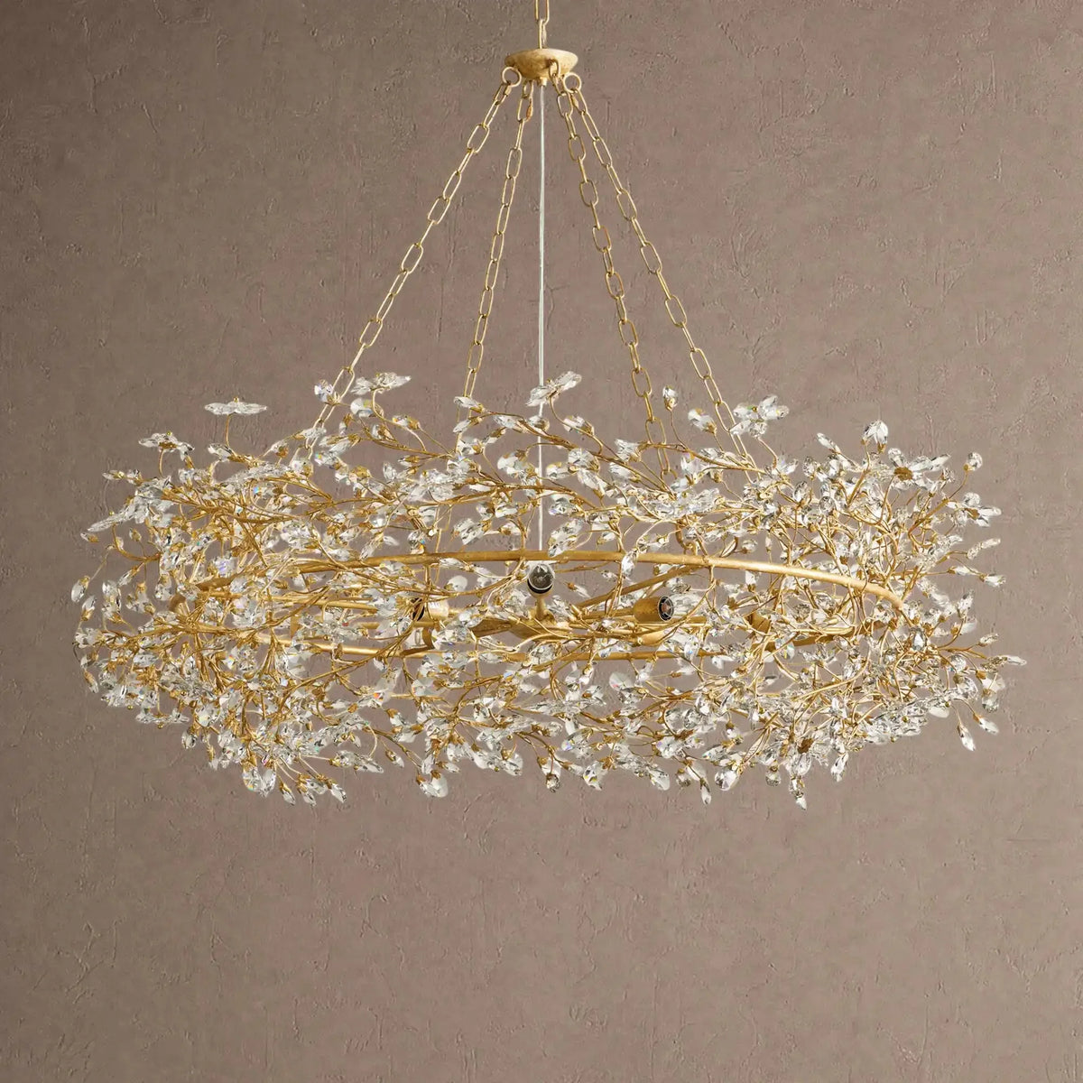 Fiore Crown Crystal Branch Chandelier 39" 48" 60“ - Black/Smoke48"VChandelier