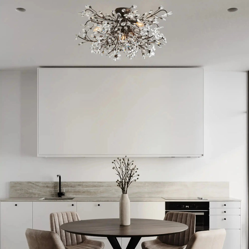 Fiore Flushmount styled in a modern bedroom