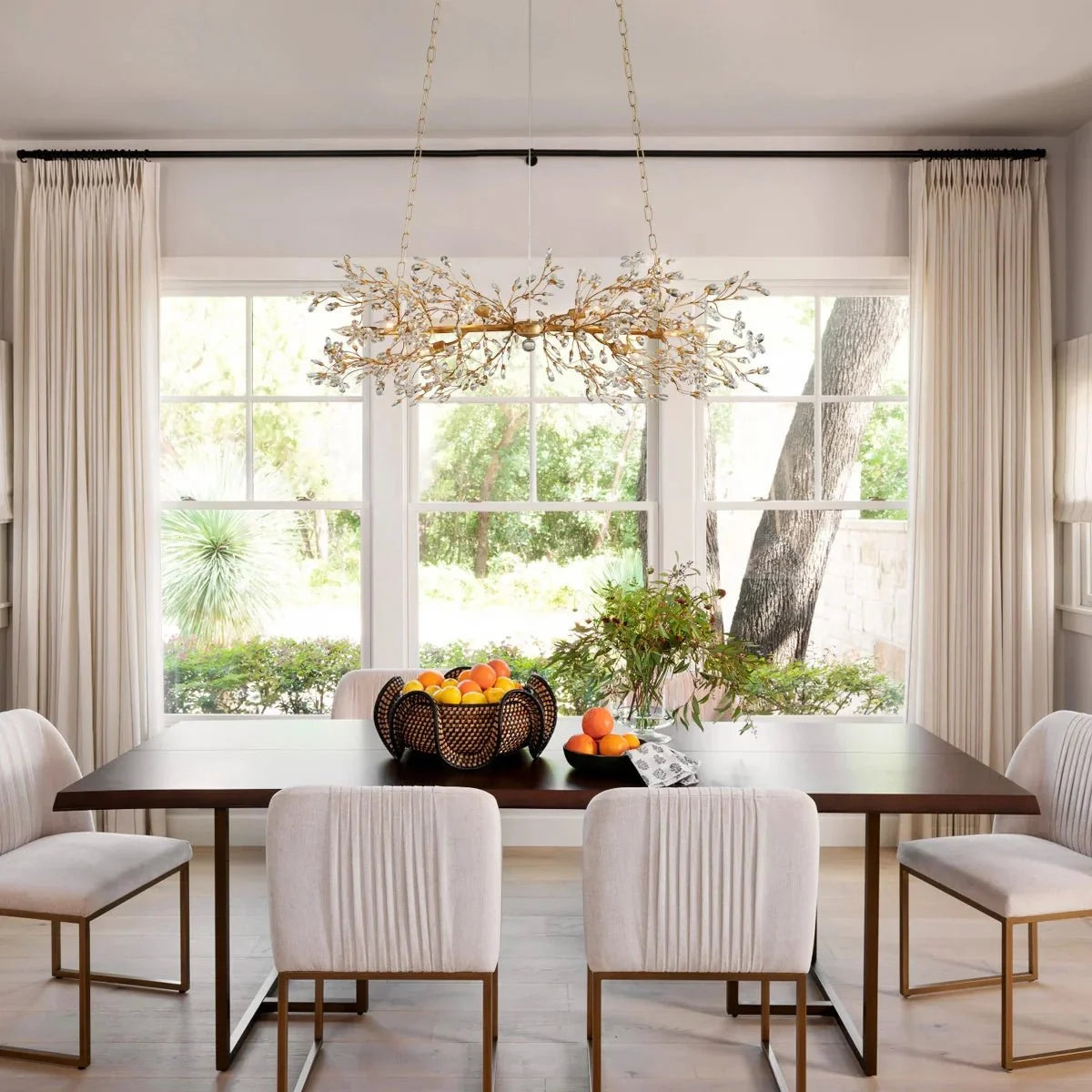 Fiore Linear Chandelier 43" 51" 68"W in bronze by Blush Lighting