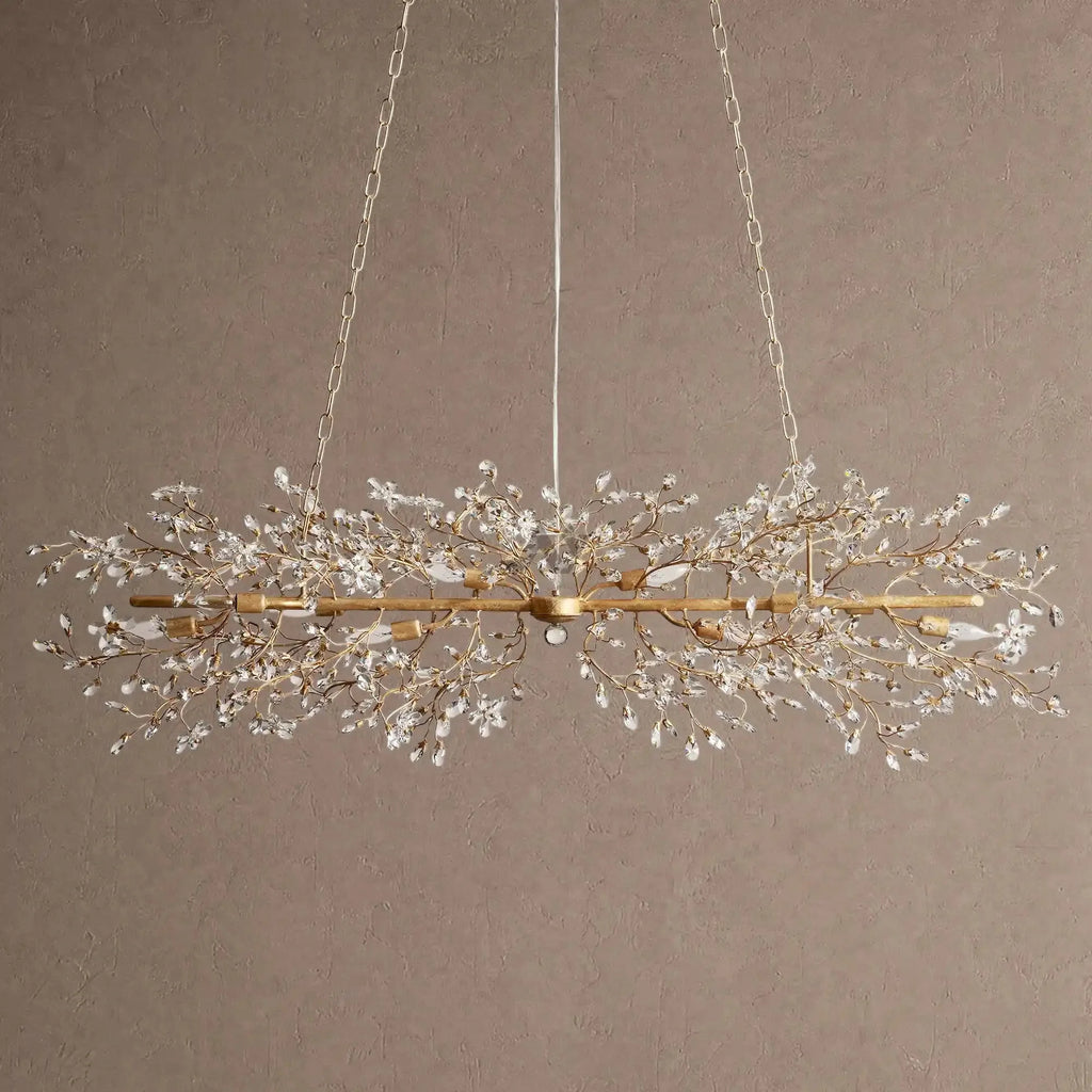 Fiore Linear Chandelier 43" 51" 68"W - Brass/Amber68"VChandelier