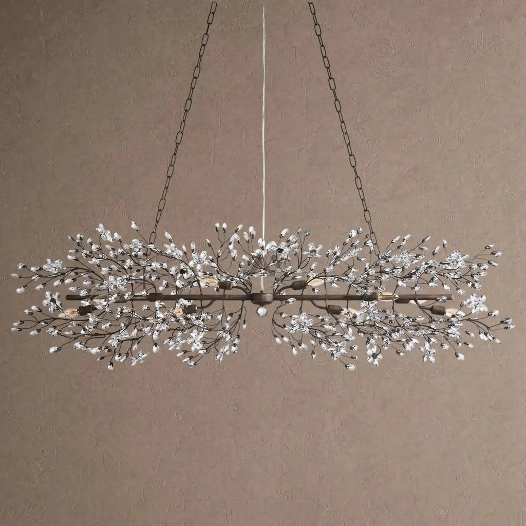 Fiore Linear Chandelier 43" 51" 68"W - Brass/Amber68"VChandelier