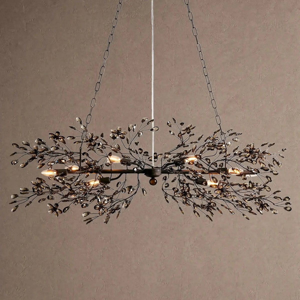 Fiore Linear Chandelier 43" 51" 68"W - Black/Smoke43"VChandelier